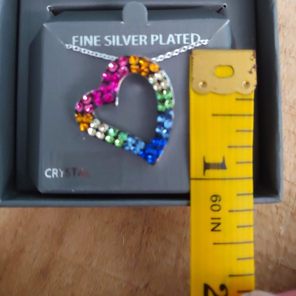 Brilliance Jewelry - Silver Plated with Crystals Rainbow Heart Necklace